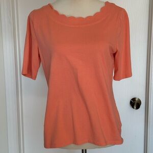 Talbot’s Scalloped Neck Coral Women's Top